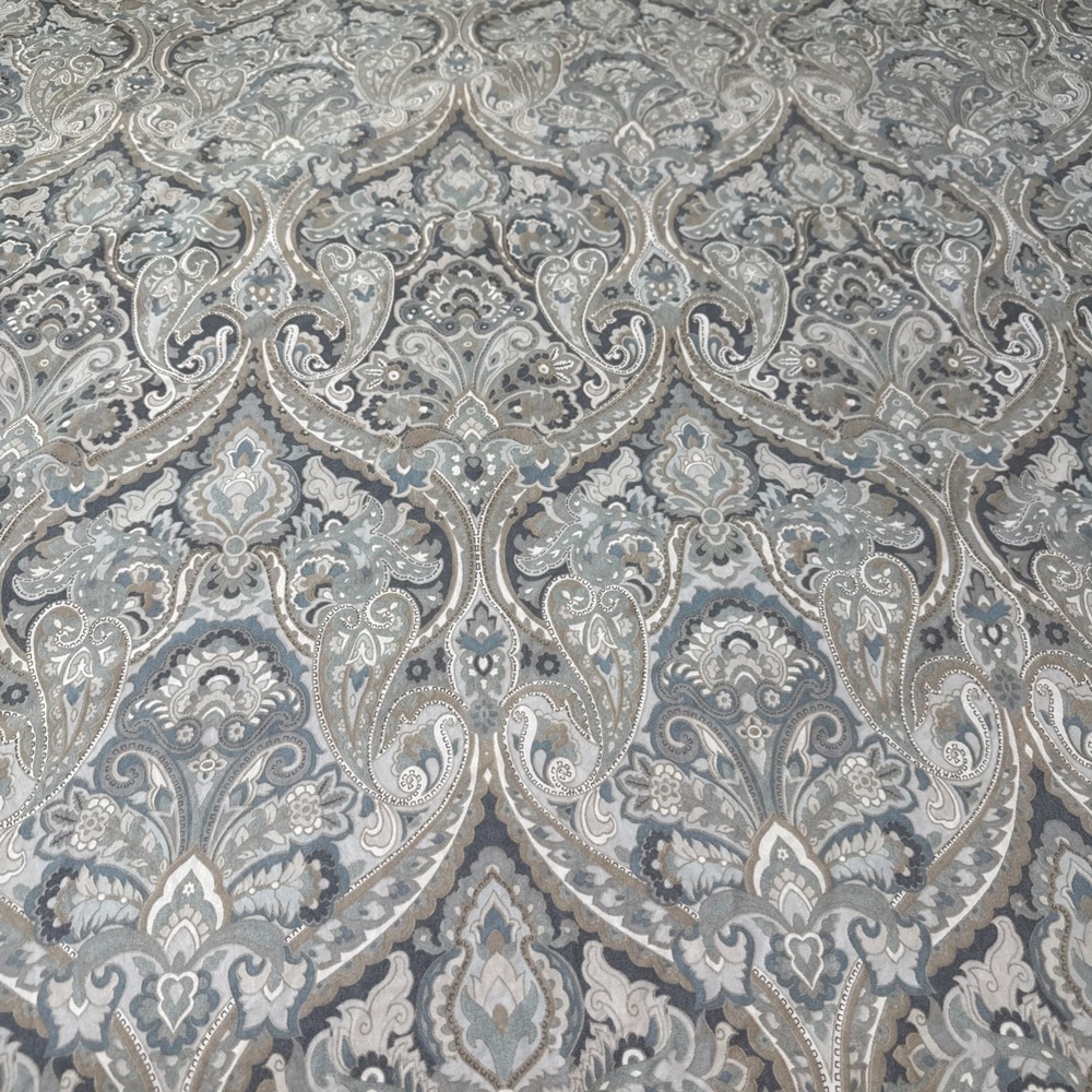 Pottery Barn Mackenna King Duvet Cover Blue Gray Paisley Flaw- Stain on one side